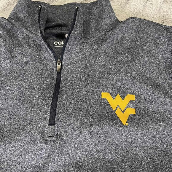 Colosseum Men’s M West Virginia Mountaineers 1/4 Zip Pullover Gray Long Sleeve - Picture 4 of 6